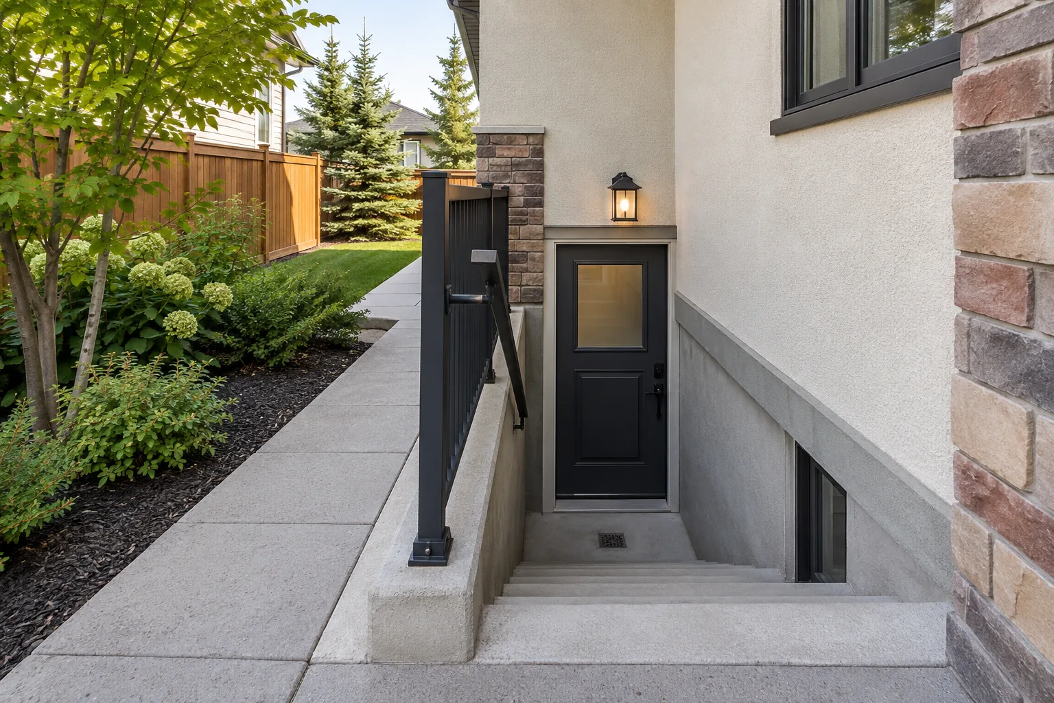 Illustrative basement exterior access