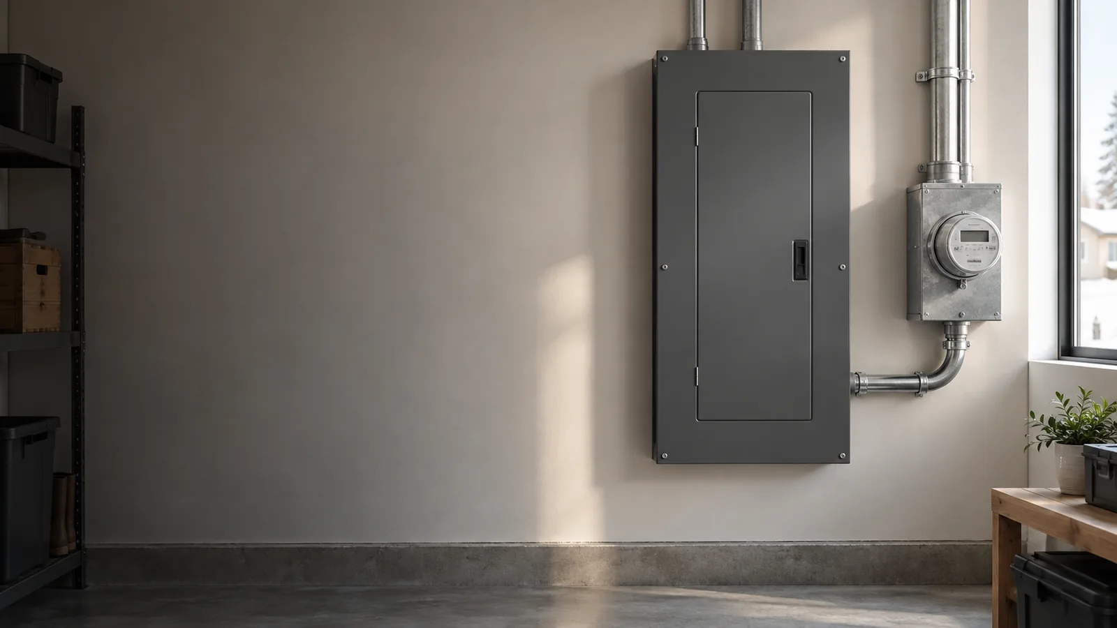 Illustrative closed electrical panel